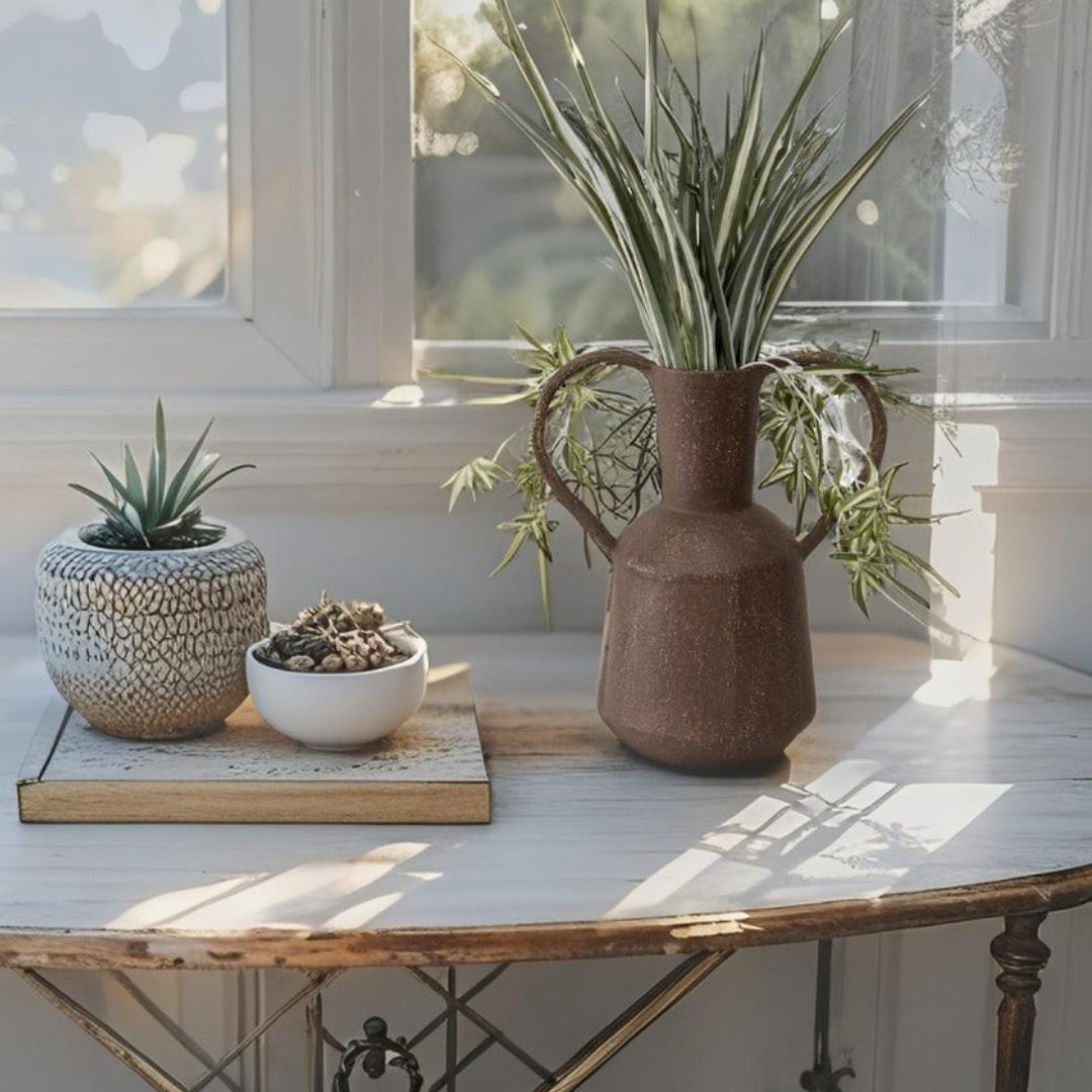 Rusted Vase With Heart Handles