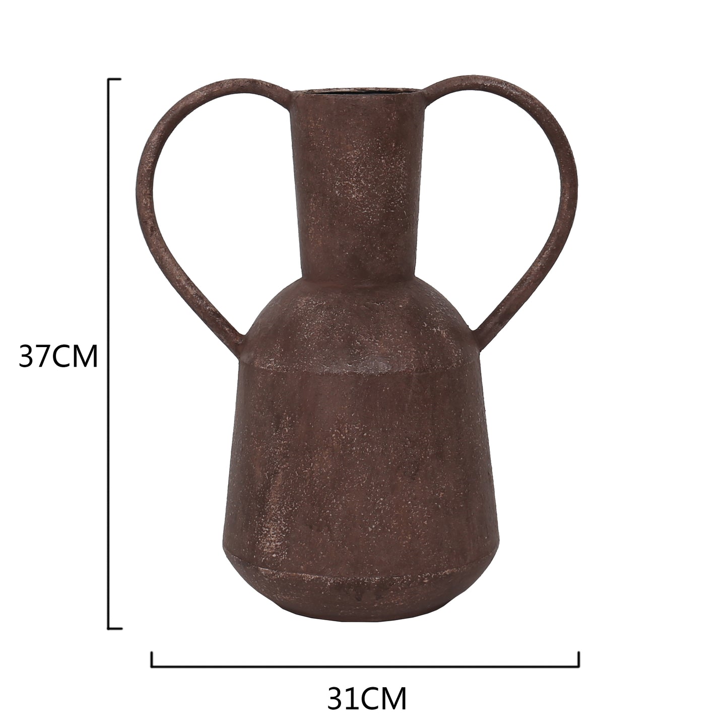 Rusted Vase With Heart Handles