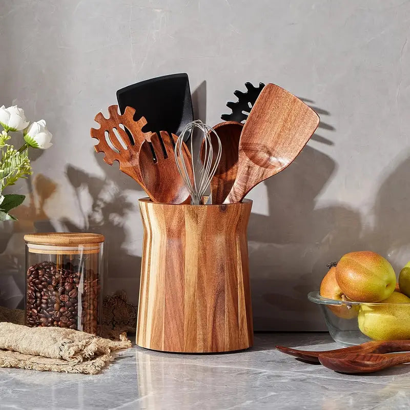 Acacia Wood Utensil Holder
